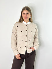 Cardigan CG25-00154 Beige Brown Hearts