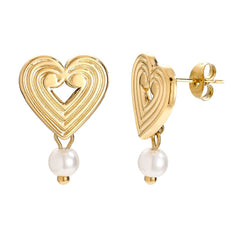 Ohrring heart pearl gold