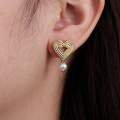 Ohrring heart pearl gold
