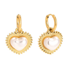 Ohrring Gold Heart Pearl