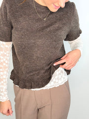 Kurzarmpullover PL26-00270 Chocolade