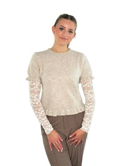 Kurzarmpullover PL26-00270 Beige Melee