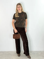 Hose HS25-00257 Brown Sequins