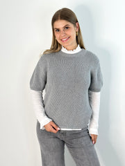 Kurzarmpullover PL25-00169 Grey Melange