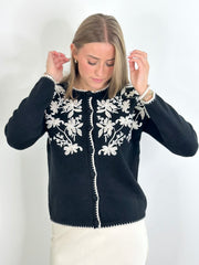 Cardigan CG25-00169 Black Flowers