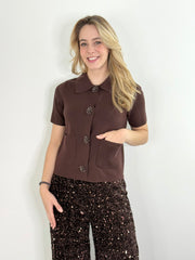 Kurzarmcardigan CG26-00173 Brown Flower