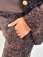 Hose HS25-00254 Brown Sequins