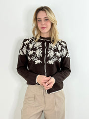 Cardigan CG25-00169 Brown Flowers