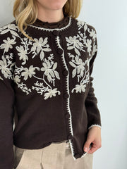Cardigan CG25-00169 Brown Flowers