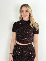 Top TP25-00039 Brown Sequins