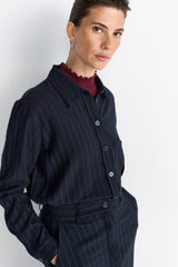 Bluse BL25-00311 Blue Pinstripe