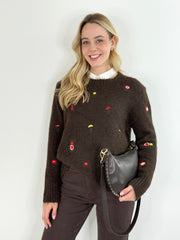 Pullover PL25-00244 Brown Flowers