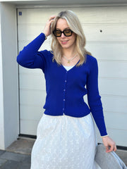 Cardigan CG25-00097 Blue ribbed