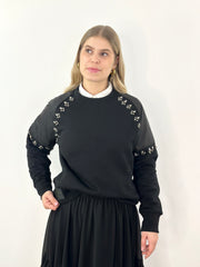 Sweatshirt SW24-00030 Black Rhinestones