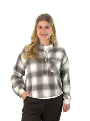 Bluse BL26-00681 Taupe Grey Check