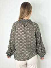 Bluse BL25-00370 Khaki Pattern