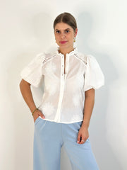 Bluse BL25-00297 White Flowers