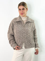 Cardigan CG26- 00272 Zopfmuster Beige