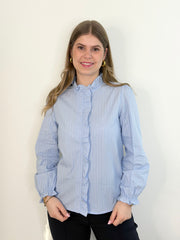 Bluse BL26-00425 Blue Stripes Emboidery