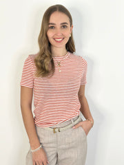 Shirt LL25-00022 Sunset Red Stripes
