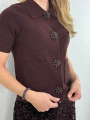 Kurzarmcardigan CG26-00173 Brown Flower