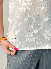 Bluse BL25-00255 White Flowers