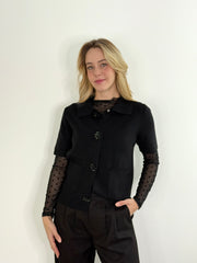 Kurzarmcardigan CG26-00173 Black Flower