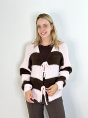 Cardigan CG25-00120 Pink Brown Stripes