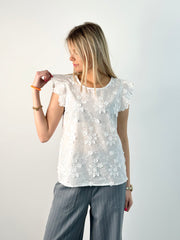 Bluse BL25-00255 White Flowers