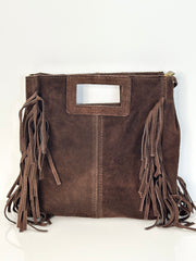 Tasche dark brown with fringes