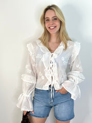 Bluse BL25-00236 White Bows