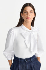Bluse BL25-00317 White Bow