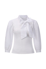 Bluse BL25-00317 White Bow