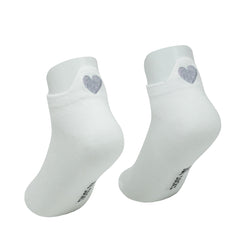 Socken White Silver Heart Sneaker